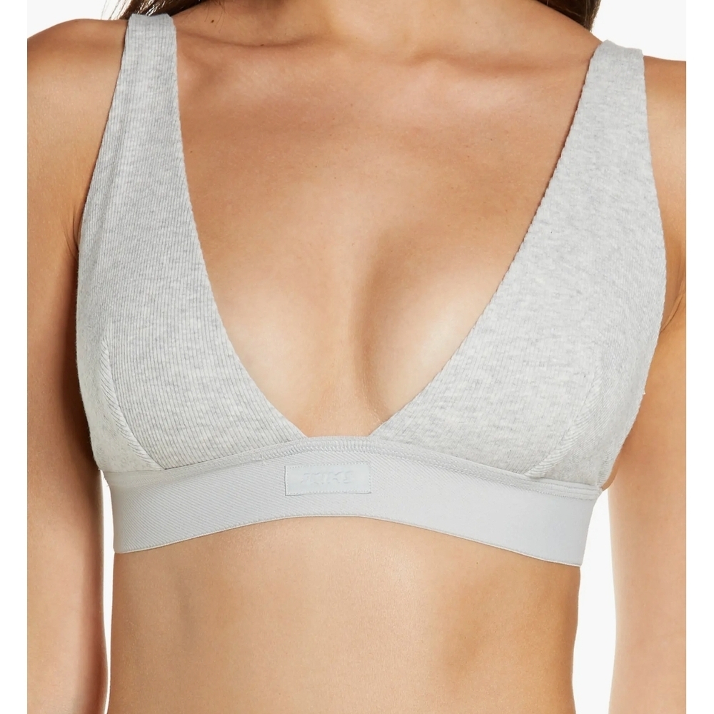 SKIMS Stretch Cotton Rib Plunge Bralette Size Large